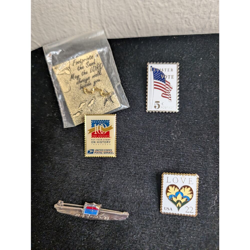 Lot of Postage Stamp, Etc. Lapel Pins Vintage to Modern